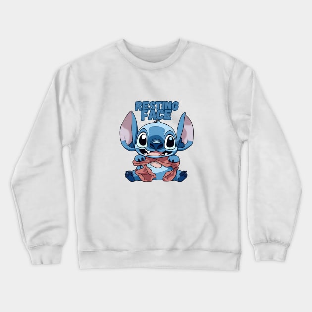 Cute Stitch resting face Crewneck Sweatshirt by Artist usha